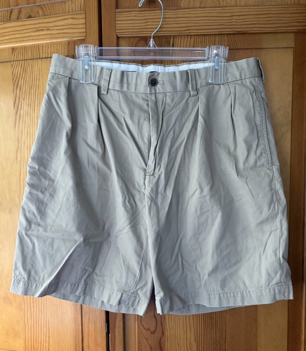 Polo Golf Ralph Lauren Fairway Cotton Tan Chino Shorts Pleated Front Size 34